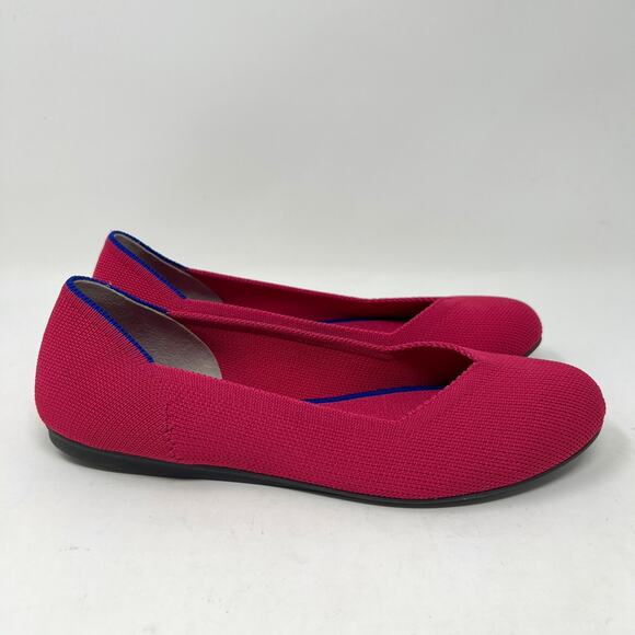 RARE RETIRED Rothy's The Flat Hot Pink Round Toe Magenta Ballet Flats Size 7.5 - Picture 2 of 11